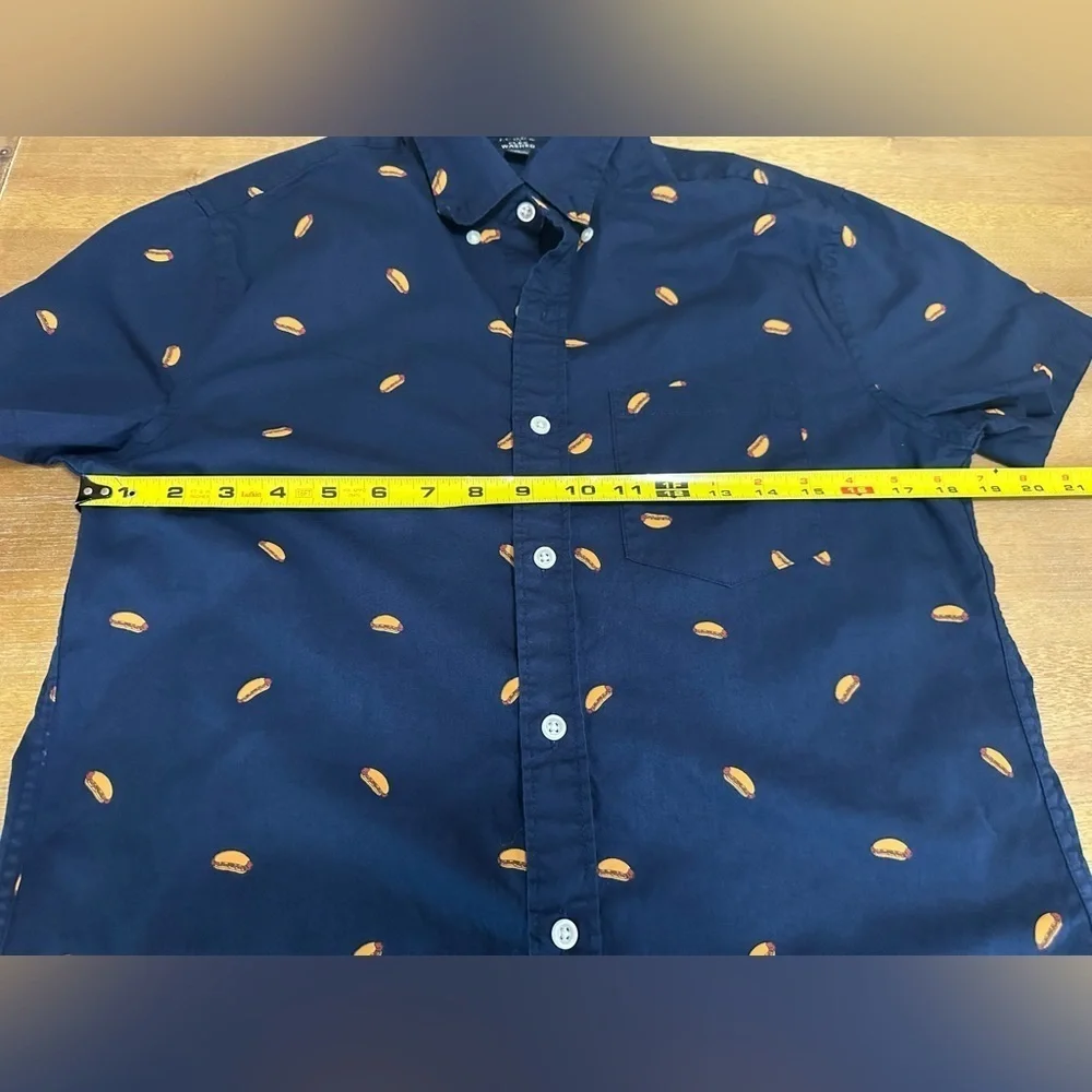 J Crew Flex Washed Button Down Shirt With Hot Dog Print Small